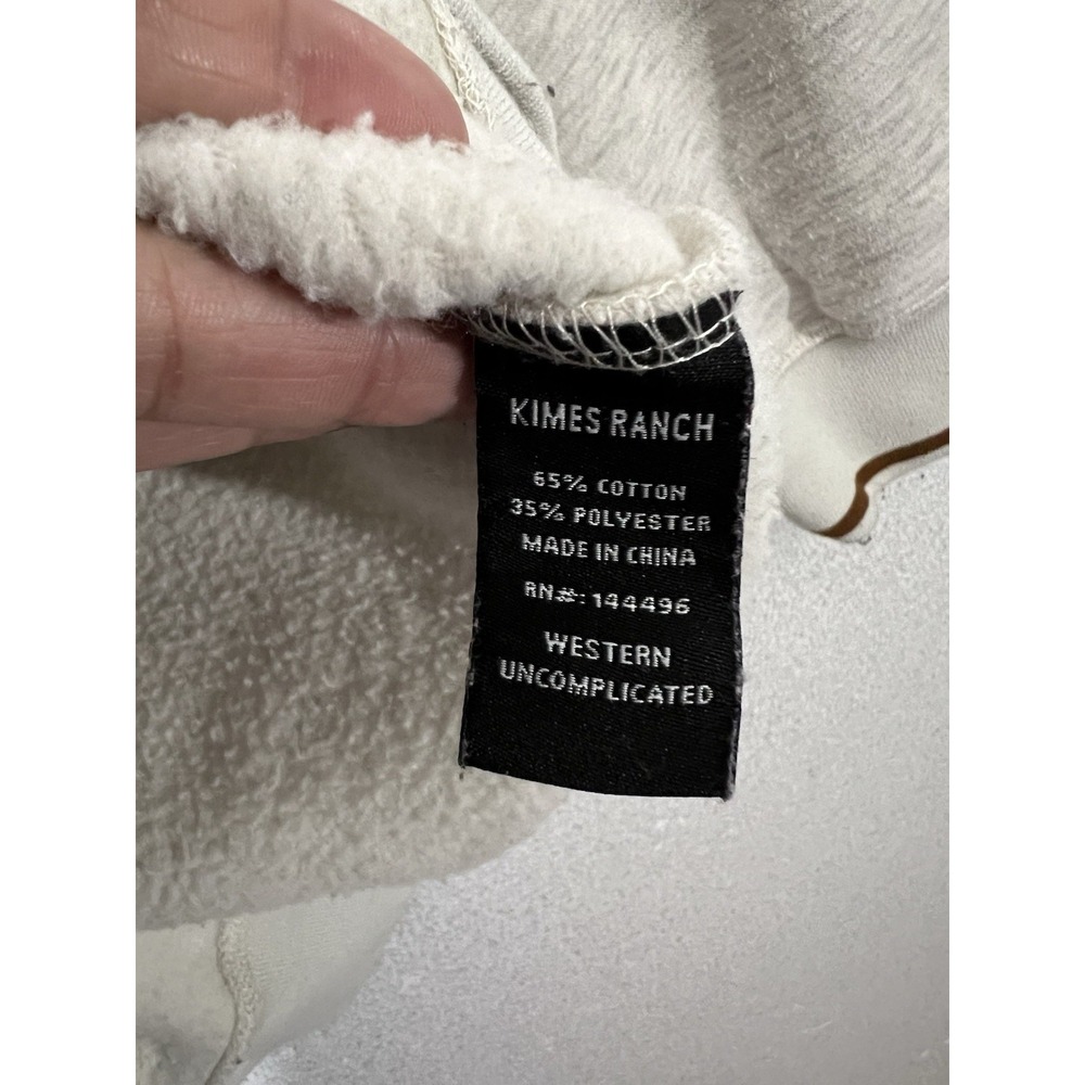 Kimes Ranch Hoodie Womens LARGE Oatmeal Two Scoops Pullover Fleece Western Logo - Picture 5 of 8